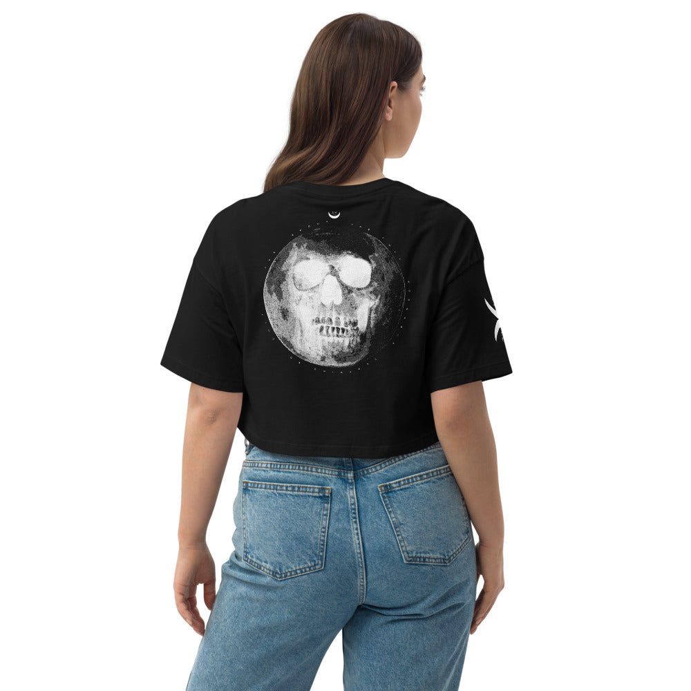 Death Moon Loose Drop Shoulder Crop Top