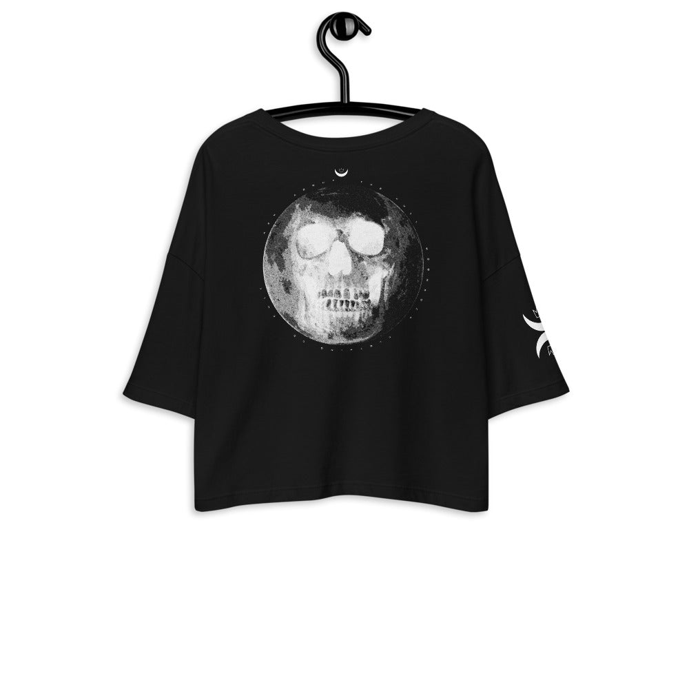Death Moon Loose Drop Shoulder Crop Top
