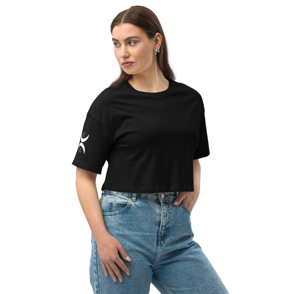 Death Moon Loose Drop Shoulder Crop Top
