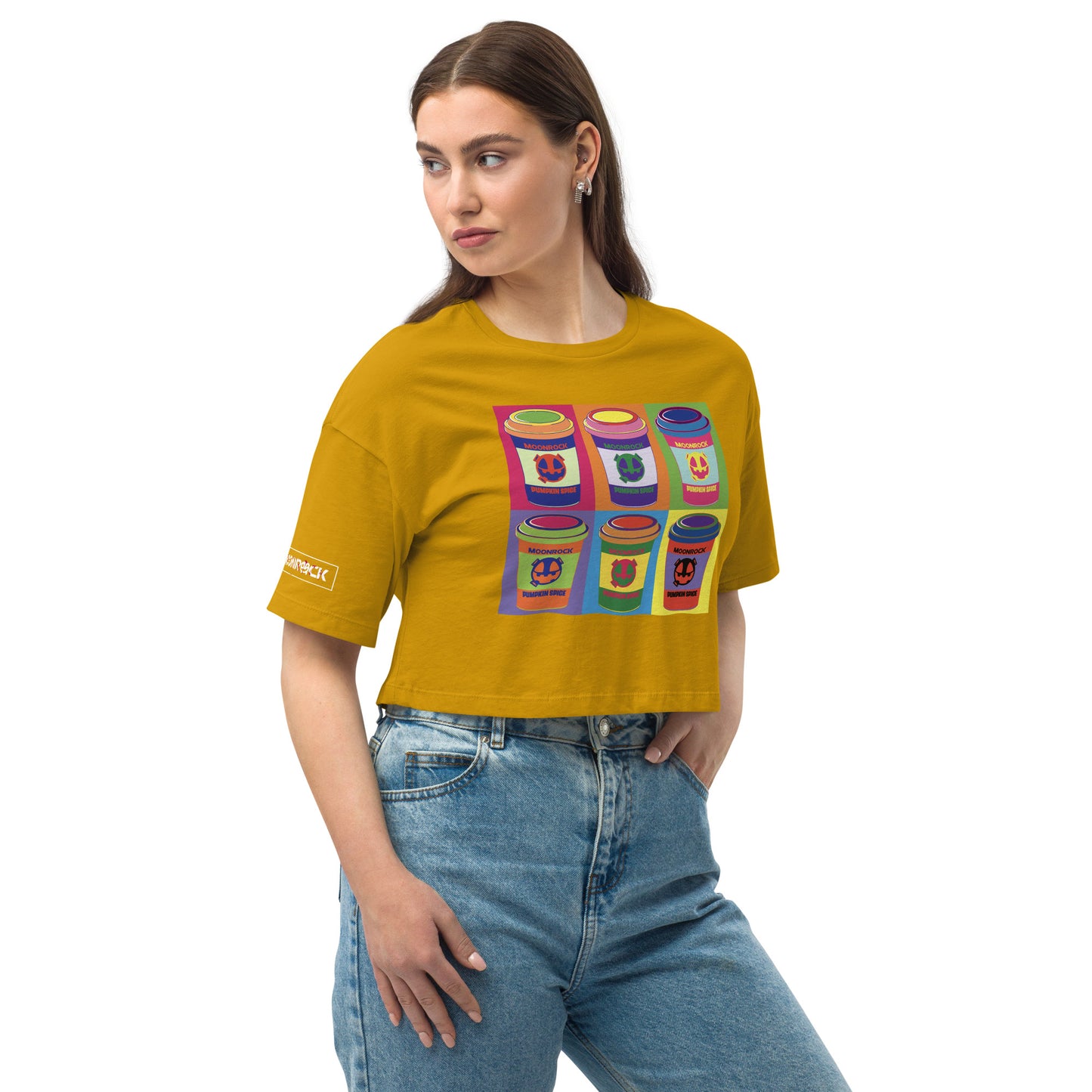 Moonrock Spice Latte Loose Drop Shoulder Crop Top