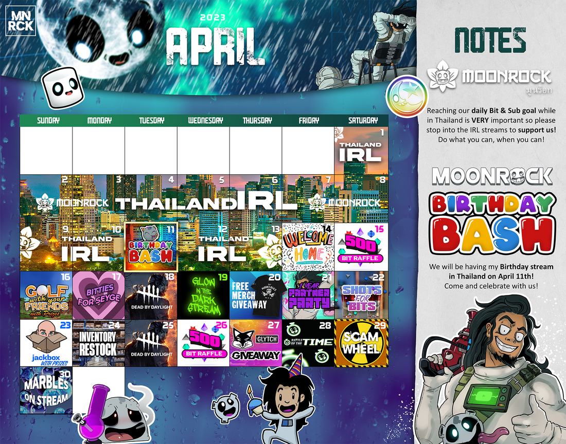 April 2023 Twitch Stream Calendar