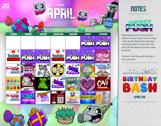 April 2022 Twitch Stream Calendar