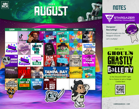 August 2022 Twitch Stream Calendar