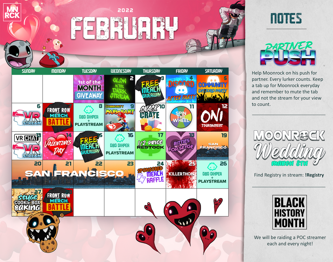 February 2022 Twitch Stream Calendar