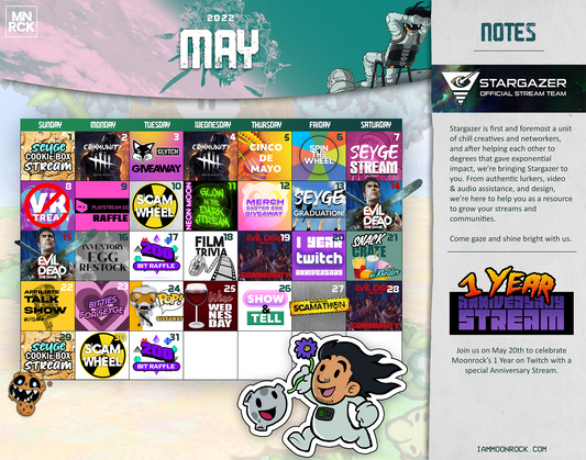 May 2022 Twitch Stream Calendar
