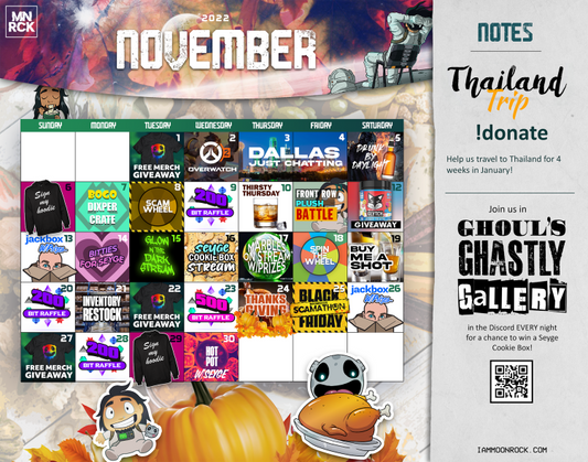 November 2022 Twitch Stream Calendar