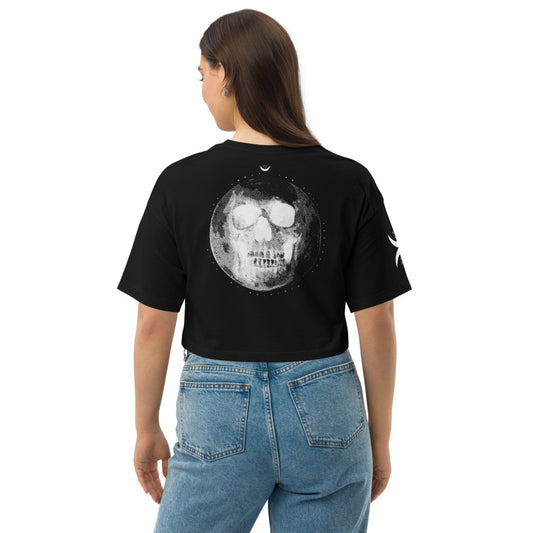 Death Moon Loose Drop Shoulder Crop Top