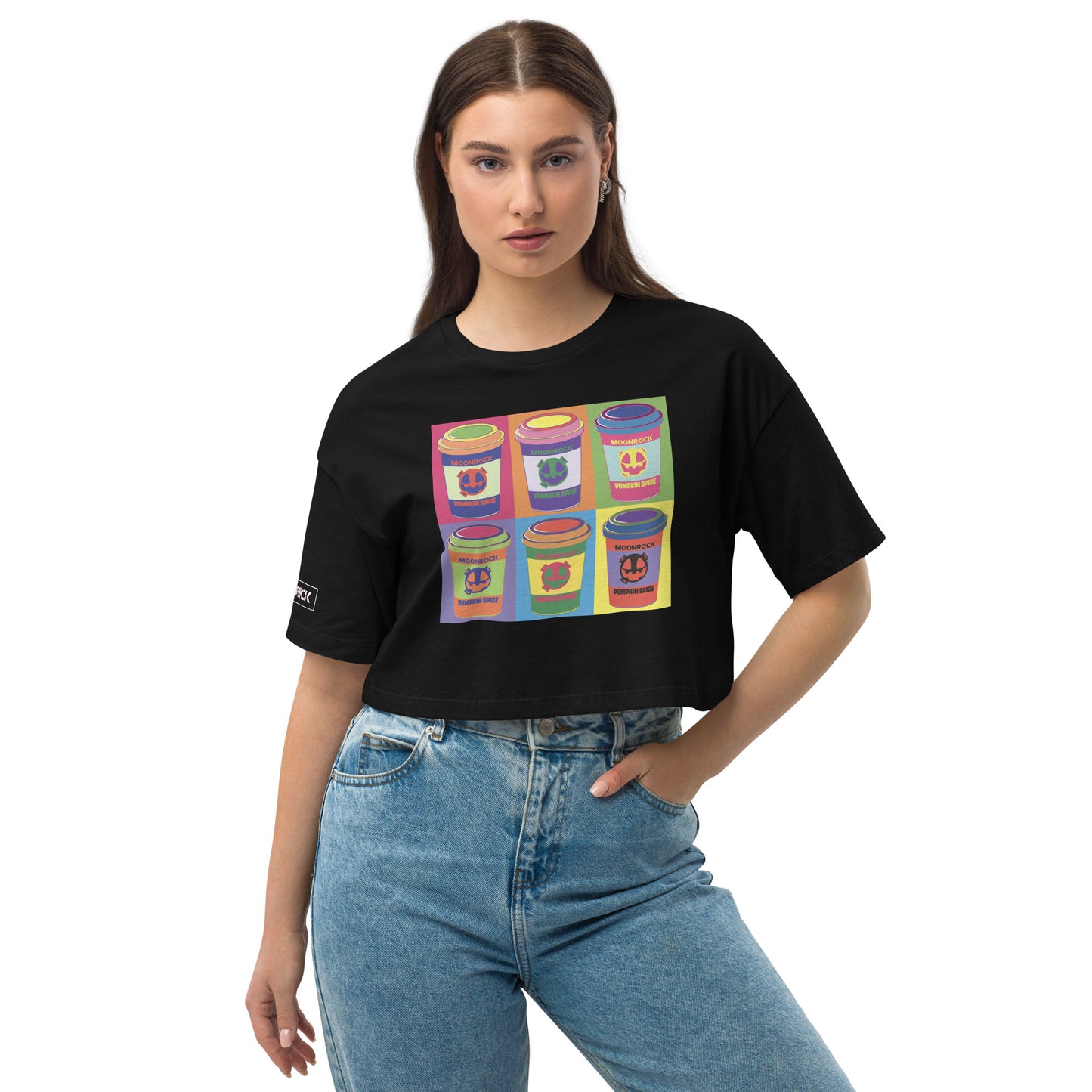 Moonrock Spice Latte Loose Drop Shoulder Crop Top