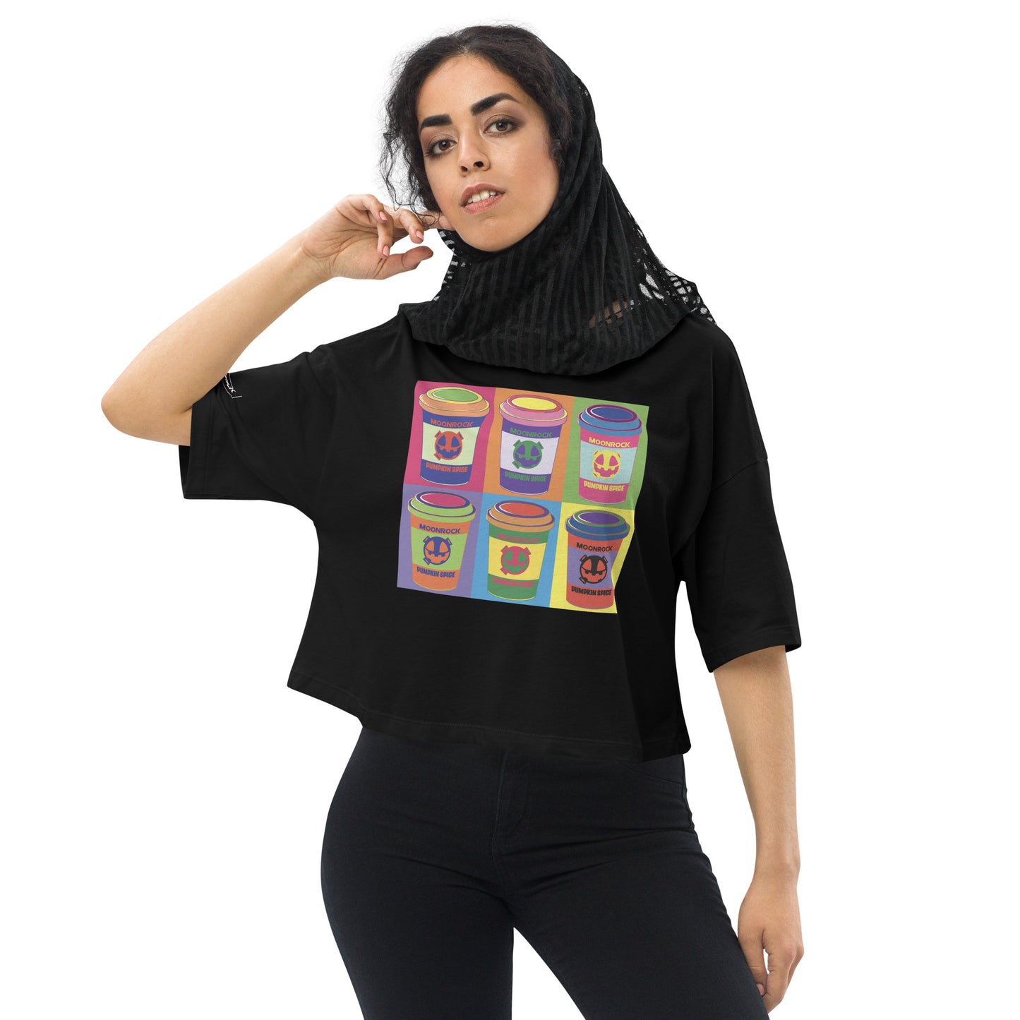 Moonrock Spice Latte Loose Drop Shoulder Crop Top