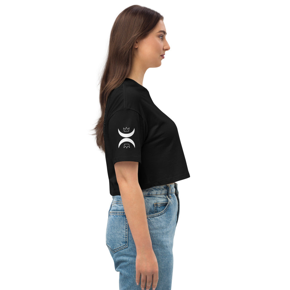 Death Moon Loose Drop Shoulder Crop Top