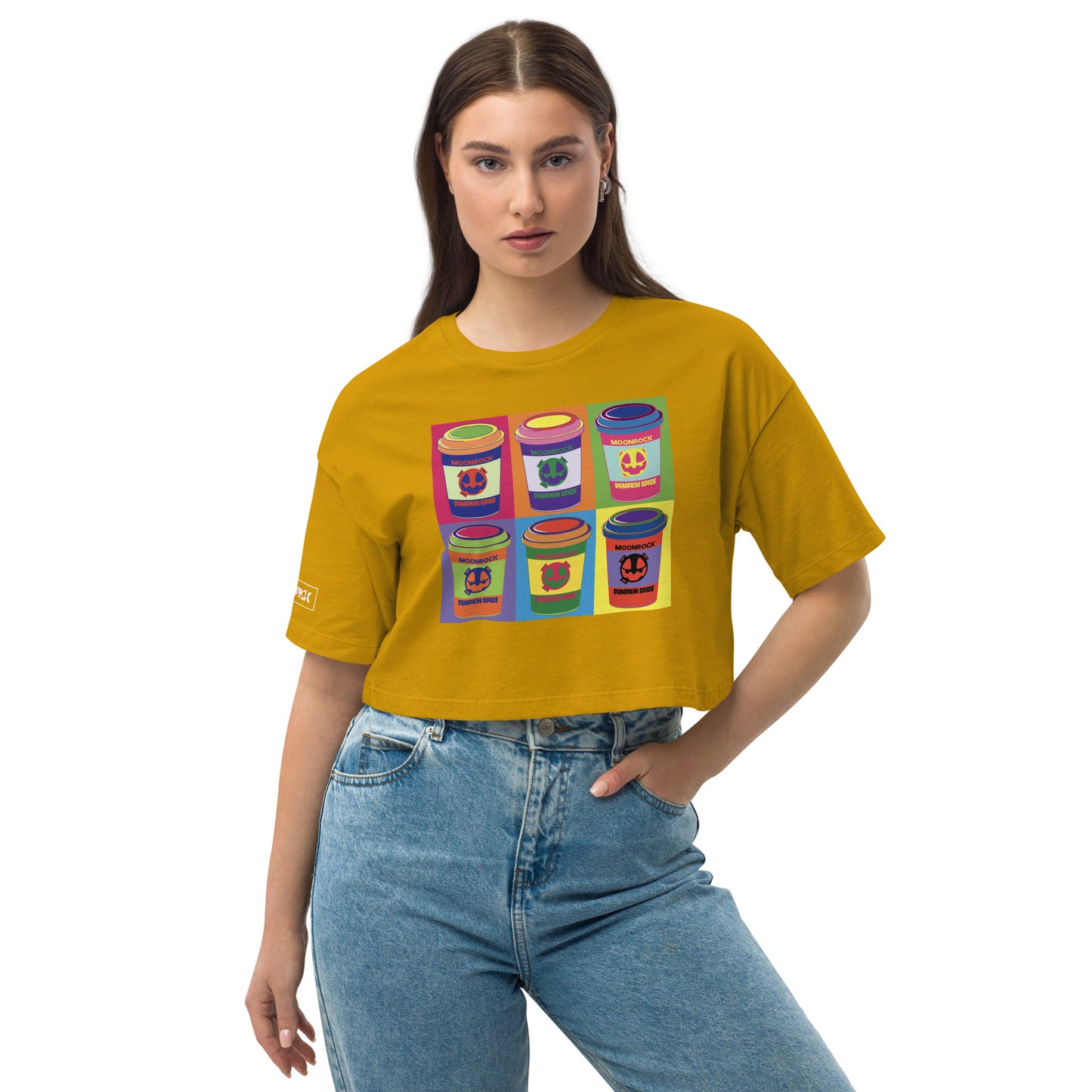 Moonrock Spice Latte Loose Drop Shoulder Crop Top
