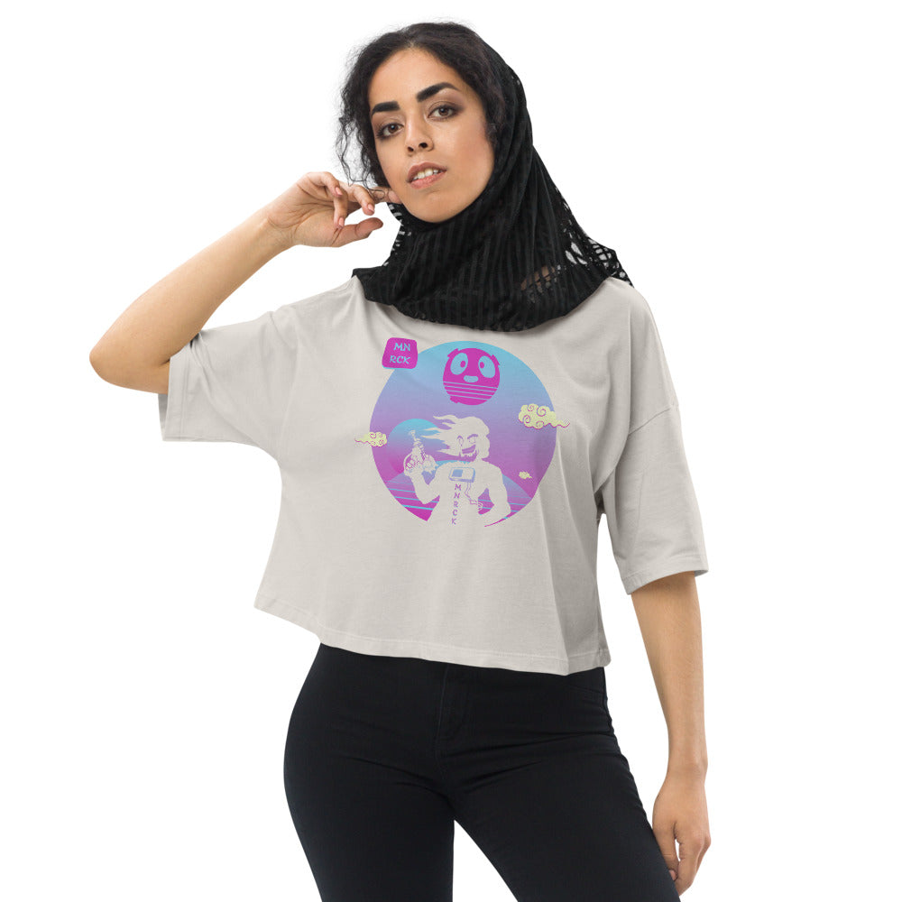 Moonrock Senpai Loose Drop Shoulder Crop Top